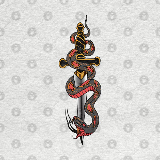 American Traditional Snake and Sword by Jessimk